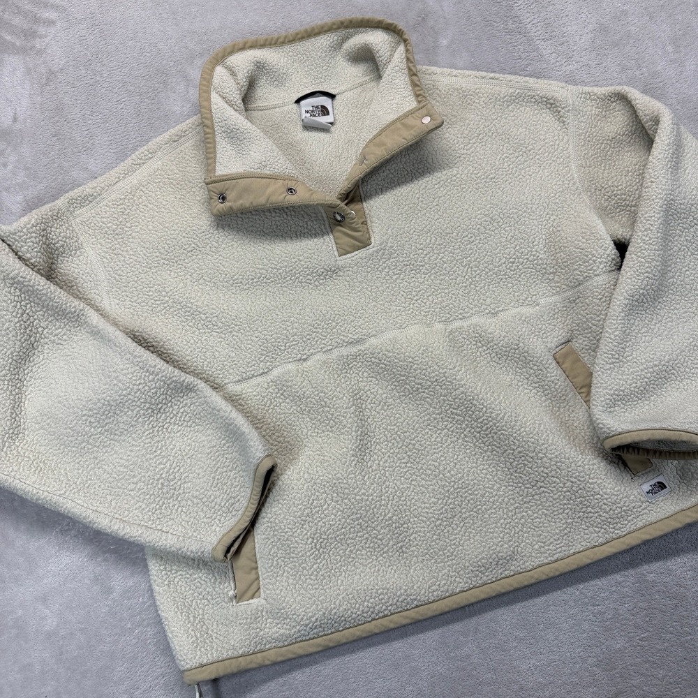 The North Face Fleece Pullover Womens L Cream Cragmont Sherpa T Snap Outdoors